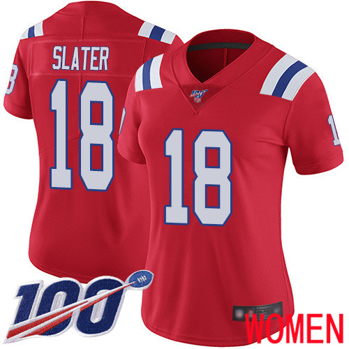 New England Patriots Football #18 100th Season Limited Red Women Matthew Slater Alternate NFL Jersey